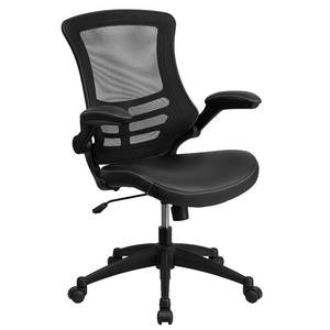 lot 60168 image: Flash Furniture - Kelista Contemporary LeatherFaux Leather Swivel Office Chair - Black LeatherSoftMesh
