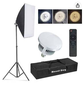 lot 60175 image: TDOG Store 4.5 out of 5 stars MOUNTDOG Softbox Lighting Kit, Photography Studio Light with 19.7X27.5 Reflector and 3 Colors Temperature 45W Bulb with Remote, Professional Photo Studio Equipment for Portrait Video