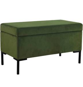 lot 60183 image: HomePop Upholstered Storage Bench with Metal Leg-Blush, Green Velvet