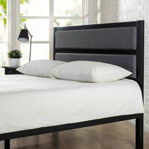 lot 60210 image: Queen Jessica Upholstered Metal Headboard Gray - Zinus