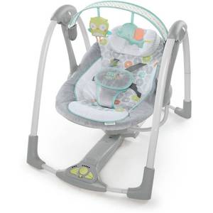 lot 60193 image: Ingenuity Swing n Go Portable 5-Speed Baby Swing Infant Seat with Music - Hugs & Hoots (Unisex)