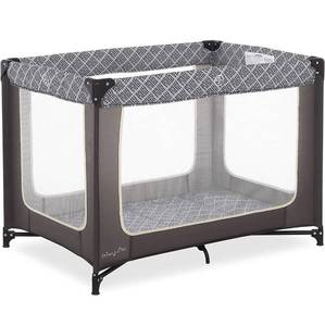 lot 60196 image: Dream On Me Zoom Portable Playard in Dark Grey, Lightweight, Packable and Easy Setup Baby Playard, Breathable Mesh Sides and Soft Fabric - Comes with a Removable Padded Mat