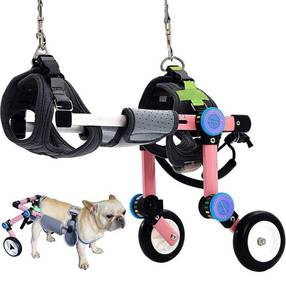 lot 60200 image: HobeyHove Adjustable Dog Wheelchair,Assist Small Pets with Paralyzed Hind Limbs to Recover Their Mobility Two Colour 5-Size (XS Pink)