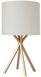 lot 60222 image: Amazon Brand �� Rivet Gold Bedside Table Desk Lamp with Light Bulb - 18 Inches, Linen Shade