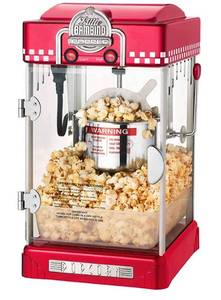 lot 60227 image: Little Bambino Popcorn Machine - Old Fashioned Popcorn Maker, 2.5 Oz Kettle, Measuring Cups, Scoop, and Serving Cups by Great Northern Popcorn (Red)