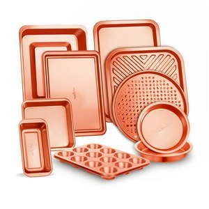 lot 60230 image: NutriChef Professional Home Kitchen Bake Pan Set - Attractive Stylish Non-Stick Metallic Coating Dishwasher Safe PFOA PFOS PTFE Free