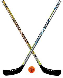 lot 60257 image: Franklin Sports NHL Kids Street Hockey Stick Set - Includes (2) Youth Street Hockey Sticks  (1) Outdoor Roller Hockey Ball - Perfect Hockey Starter Set for Kids
