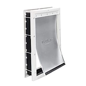 lot 60259 image: PetSafe Plastic Dog and Cat Door, Large, For Pets Up To 100 lb, Paintable, Easy DIY Installation, Security Cover Included, Install in Interior and Exterior Doors or Walls, Durable, Adjustable Flap (B08DRSYPS1)