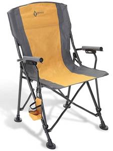 lot 60244 image: ARROWHEAD OUTDOOR Heavy-Duty Solid Hard-Arm High-Back Folding Camping Quad Chair, Heavy-Duty Carrying Bag, Cup Holder Included wSide Pouch, Supports up to 400lbs, USA-Based Support