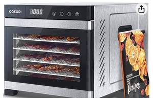 lot 60270 image: COSORI Food Dehydrator for Jerky, Large Drying Space with 6.48ft�, 600W Dryer Machine, 6 Stainless Steel Trays, 48H Timer, 165°F Temperature Control, for Fruit, Meat, Dog Treats, Herbs, and Yogurt