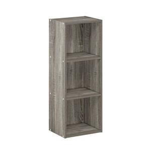 lot 60275 image: Furinno Pasir 3-Tier No Tool Assembly Open Shelf Bookcase French Oak