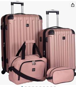 lot 60278 image: Travelers Club Expandable Midtown Hardside 4-Piece Luggage Travel Set, Rose Gold