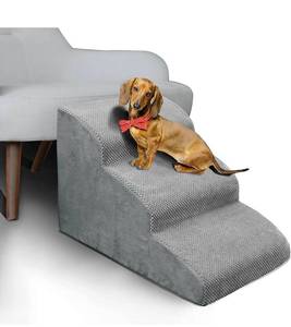 lot 60280 image: 3 Steps High Density Foam Dog Stairs Ramps,Non-Slip Pet Steps for Older Dogs,Pet with Joint Pain, Sofa Bed Ladder for Cats