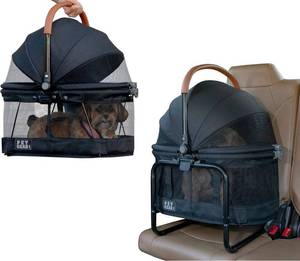 lot 60282 image: Pet Gear View 360 Pet Carrier & Car Seat with Booster Seat Frame for Small Dogs & Cats, Mesh Ventilation, Push Button Entry, No Tools Required