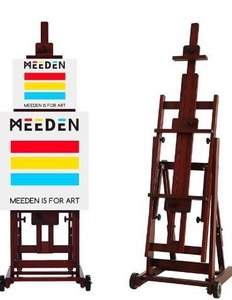 lot 60306 image: MEEDEN Multi-Function Studio Easel,H-Frame Easel,Painting Easel for Adults,Artist Easel,Floor Easel,Solid Beech Wood Easel wFront Wheels,Holds Canvas Art up to 77(Walnut Color)