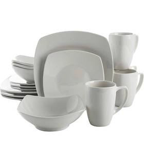 lot 60308 image: Gibson Home Zen Buffet Porcelain Dinnerware Set, Service for 4 (16pcs), White (Square)