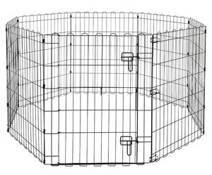 lot 60332 image: Amazon Basics Foldable Metal Exercise Pet Play Pen for Dogs, Single Door, 60 x 60 x 30 Inches, Black