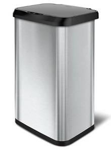 lot 60336 image: Glad Stainless Steel Trash Can with Clorox Odor Protection  Touchless Metal Kitchen Garbage Bin with Soft Close Lid and Waste Bag Roll Holder, 20 Gallon, Motion Sensor