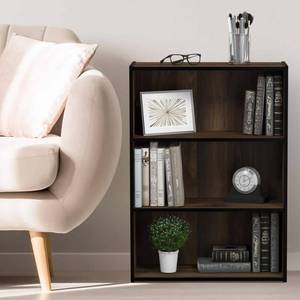 lot 60361 image: Furinno 22.7 W x 9.7 D x 31.5 H 3-Shelf Open Freestanding Shelves Columbia Walnut