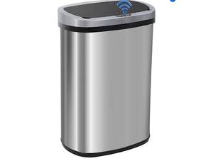lot 60379 image: FDW Garbage Can 13 Gallon 50 Liter Kitchen Trash Can for Bathroom Bedroom Home Office Automatic Touch Free High-Capacity with Lid Brushed Stainless Steel Waste Bin