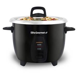 lot 60358 image: Elite Gourmet - 10-Cup Rice Cooker with Stainless Steel Cooking Pot - black