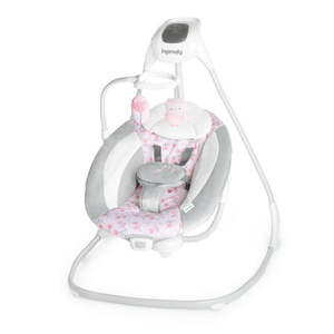 lot 60384 image: Ingenuity SimpleComfort Multi-Direction Compact Baby Swing with Vibrating Seat Unisex - Cassidy (Pink)