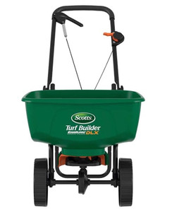 lot 60398 image: Scotts 76232 Turf Builder EdgeGuard DLX Broadcast Spreader, Single Pack, Green
