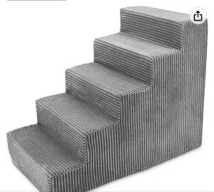 lot 60403 image: Best Pet Supplies Foam Pet Steps for Small Dogs and Cats, Portable Ramp Stairs for Couch, Sofa, and High Bed Climbing, Non-Slip Balanced Indoor Step Support, Paw Safe - Gray, 5-Step