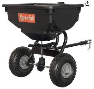 lot 60482 image: Agri-Fab 85 lb. Tow Broadcast Spreader 45-0530 85 lb. Tow Broadcast Spreader, One Size, Black