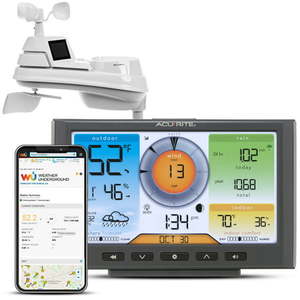 lot 60412 image: AcuRite Iris (5-in-1) Home Weather Station with Wi-Fi Connection to Weather Underground for Indoor and Outdoor Temperature Humidity Wind SpeedDirection and Rainfall (01540MCB)
