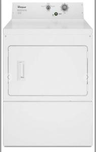 lot 60002 image: 27 Inch Commercial Gas Vented Single Pocket Dryer with 7.4 cu. ft. Capacity, 3 Dry Cycles, 3 Temperature Settings, Reversible Side Swing Door, Reversible Door, Four-Roller Suspension in White retail$1157