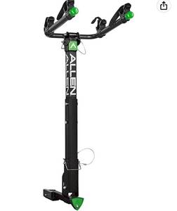 lot 62234 image: Allen Sports Deluxe Locking Quick Release 2-Bike Carrier for 2 in. and 1 14 in. Hitch, Model ZN522Q, Black