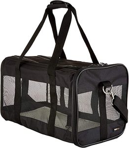 lot 60145 image: Amazon Basics Soft-Sided Mesh Pet Travel Carrier, Black