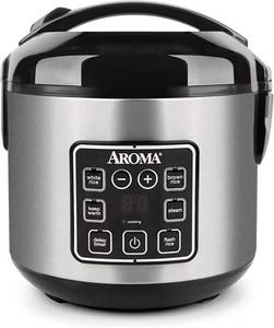 lot 60161 image: Aroma Housewares ARC-914SBD Digital Cool-Touch Rice Grain Cooker and Food Steamer, Stainless, Silver, 4-Cup (Uncooked)  8-Cup (Cooked) (B007WQ9YNO)