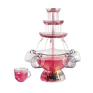 lot 43003 image: Nostalgia 3-Tier Party Fountain, Holds 1 Gallon, LED Lighted Base, Includes 5 Reusable Cups, 1 Gallon, Clear
