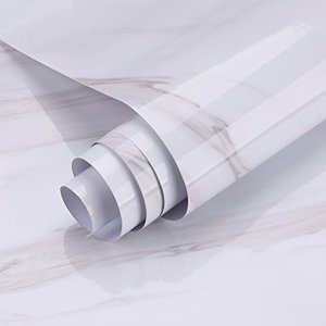 lot 43018 image: Oxdigi Marble Contact Paper 24 x 196 inches Self Adhesive Peel & Stick Wallpaper for Kitchen Countertop Cabinet Furniture Waterproof PVC Removable White