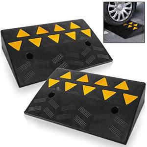 lot 43027 image: Pyle Car Vehicle Curbside Driveway Ramp - 2PC Heavy Duty Rubber Threshold Bridge Track Curb Ramp, for Loading Dock, Garage, Sidewalk, Truck, Scooter, Bike, Motorcycle, Wheelchair Mobility PCRBDR45-Retail-$92.99