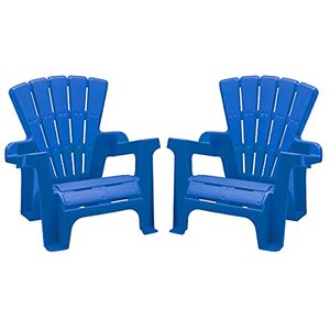 lot 43040 image: American Plastic Toys Kids����� Adirondack (Pack of 2), Outdoor, Indoor, Beach, Backyard, Lawn, Stackable Lightweight, Portable, Wide Armrests, Comfortable Lounge Chairs for Children, Blue (2pk)