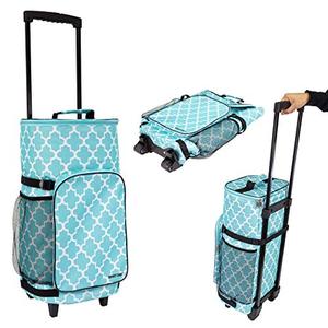 lot 43045 image: dbest products Ultra Compact Smart Cart Cooler Extended Insulated Collapsible Rolling Tailgate BBQ Beach Summer Moroccan Tile-Retail-$69.08
