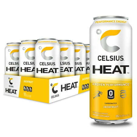 lot 16266 image: CELSIUS HEAT Performance Energy Drink, Jackfruit, 192 Fl Oz (Pack of 12) (B08485PB4N)