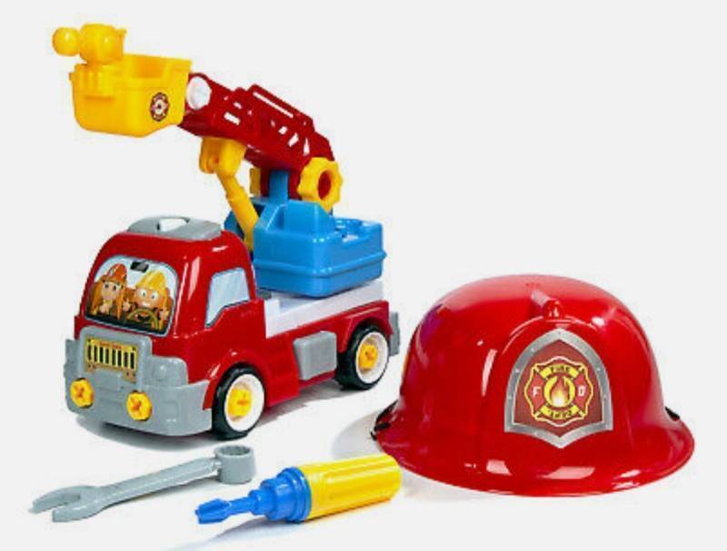 lot 375860 image: Build and Play Fire Truck Set with Helmet Retail $24.99