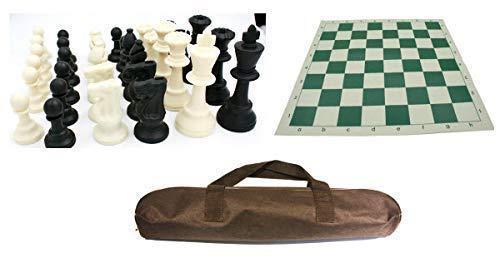 lot 400142 image: Chess Set, 4 Queens 3 King 17 Vinyl Roll-up Board 22 Chess Travel Bag for Tournament Ready