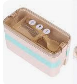 lot 400204 image: Stackable Bento Box �� 37.1 Fl Oz Capacity - Wheat Straw Bento Lunch Boxes For Adults and Kids - Fork, Knife, Spoon Included - Leak Proof, BPA-Free - Microwave, Freezer, Dishwasher Safe