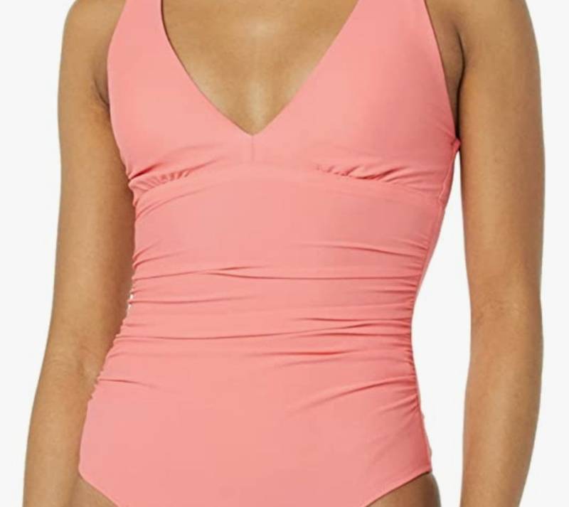 lot 400211 image: Amazon Essentials Womens Plunge Tummy Control Shaping Swimsuit Size 6