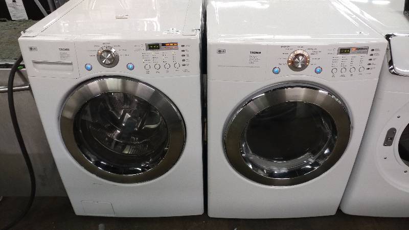 lot 7006 image: SET LG TROMM White Front Loader Washer & Dryer Super Compacity--Quiet Operation Series