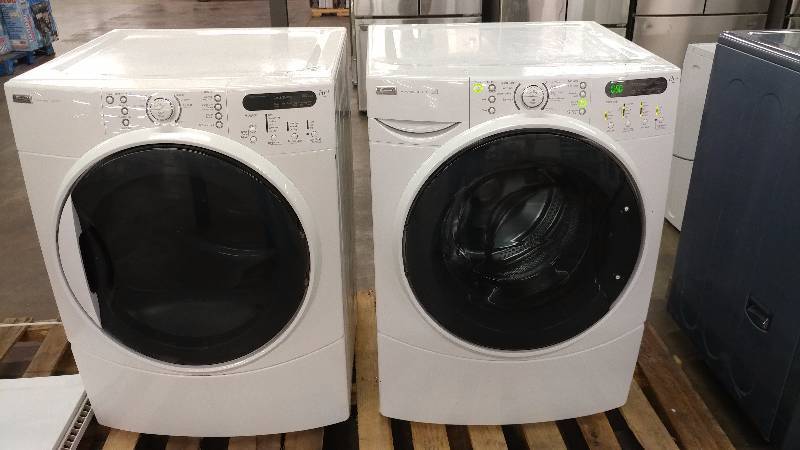 lot 7012 image: SET Kenmore White Front Loader Washer & Dryer