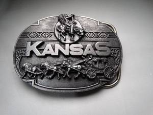 lot 23032 image: Kansas History Belt Buckle