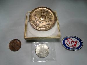lot 23050 image: Large Beechcraft Medalion  International Harvester Token  Space Shuttle Discovery $5 Commemorative Coin  &