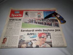 lot 23094 image: Feb 16th1998 USA Today Newspaper Article  Dale Earnhardt  & Posket Knife