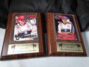 lot 23163 image: 2 Small Wood Plaques  Dale Earnhardt #3 7-Time Winston Cup Winner